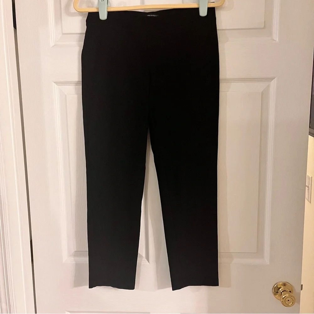 Eileen Fisher pull on knit straight leg elastic waist trouser‎ pants black small